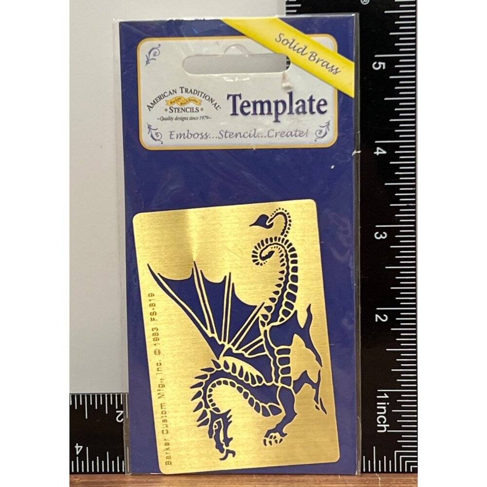 NEW 1983 Fs-819 Brass Dragon Embossing Stencil American Traditional Stencil